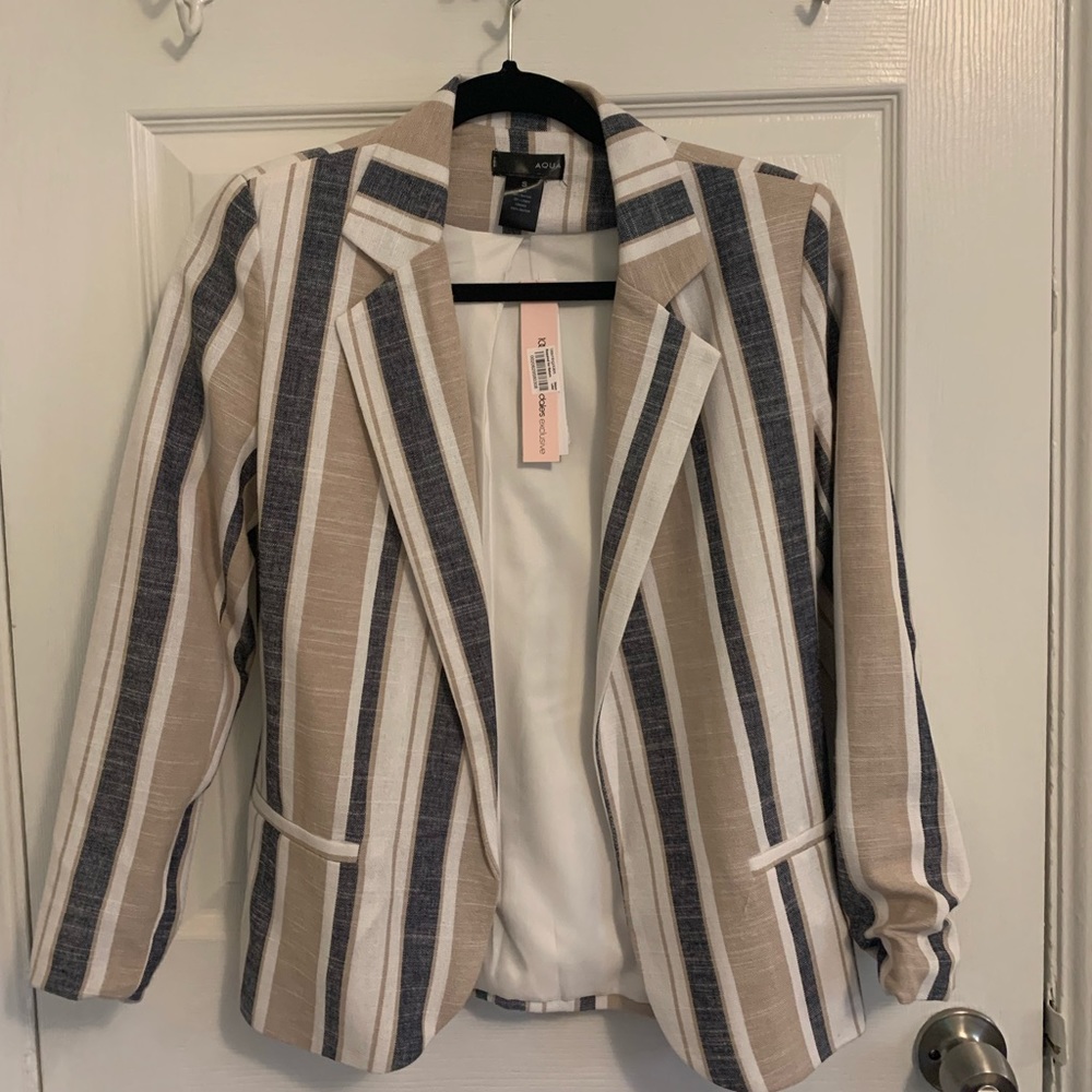Aqua Pinstripe Blazer